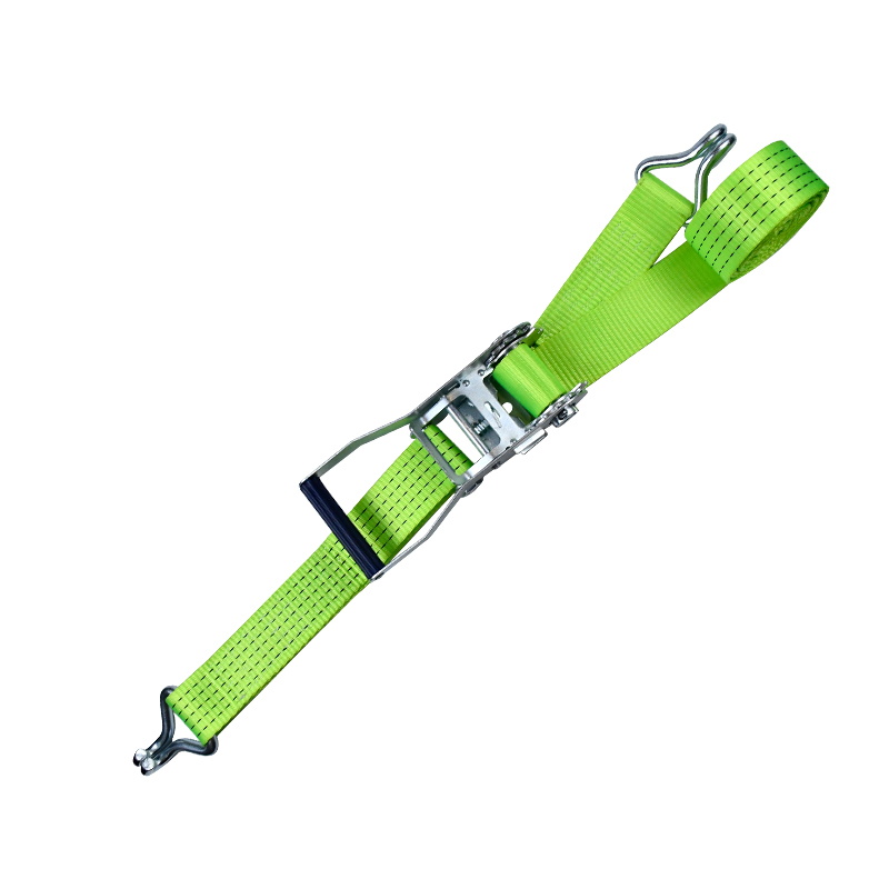 5T Green Heavy Duty White Zinc Buckle Truck Ratchet Straps